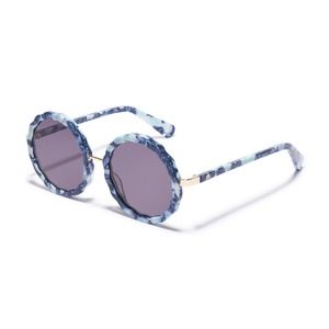 Lele Sadoughi Blue Tortoiseshell Round Sunglasses